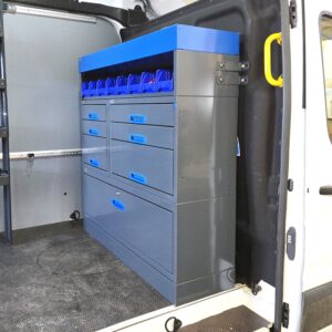 127 cm vetolaatikollinen pakettiautohylly Ford Transit väliseinällä