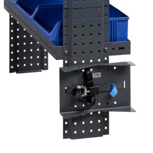 E-Flex kaasupulloteline pakettiautoon 1 pullolle asennettuna pakettiauton hyllyn päätyyn