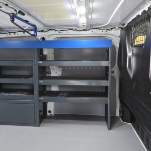 230 cm pakettiauton hyllykkö laatikosto avohyllyillä korkeus 120 cm Volkswagen Transporter T7