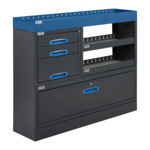 127 cm hyllykkö / laatikosto avohyllyillä