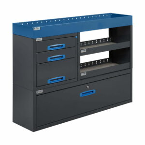 127 cm hyllykkö / laatikosto avohyllyillä