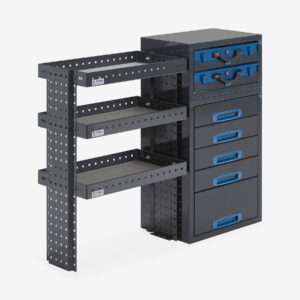 115 cm pakettiauton hyllykkö / laatikosto