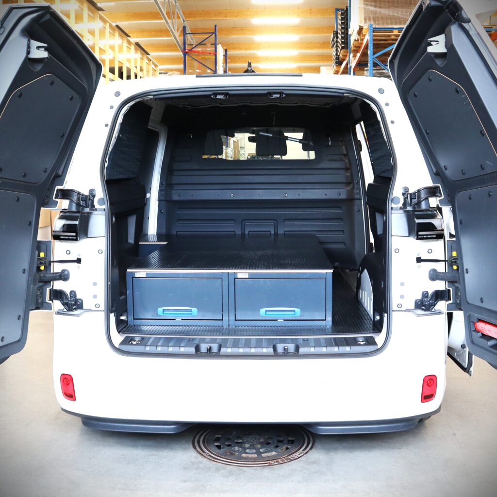 2 kpl 1267 mm pitkiä vetolaatikoita Volkswagen ID Buzzin takaovella
