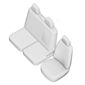 Ford Transit Custom 2024 istuinsuojat 1+2 etupenkeille puolikeinonahka kangaskeskiosalla