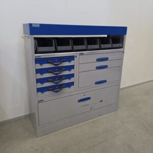 Käytetty 127 cm pakettiauton hyllykkö / laatikosto salkuilla korkeus 126 cm